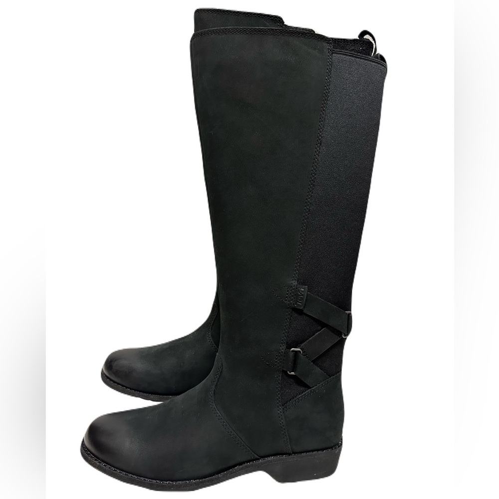 NEW Teva Womens Size 6 Black Leather Tall Ellery Waterproof Boot *Display Pair* - Picture 2 of 9